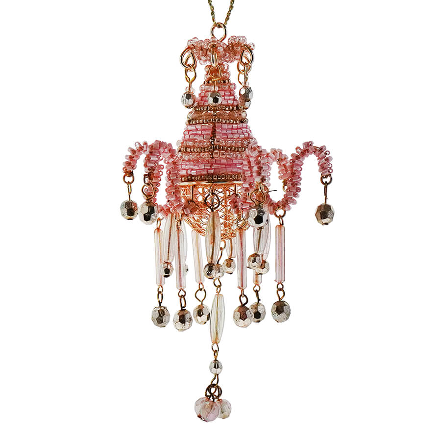 Light Pink Beaded Chandelier Ornament