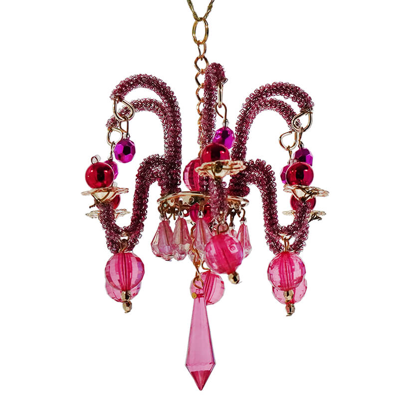 Pink Beaded Chandelier Ornament