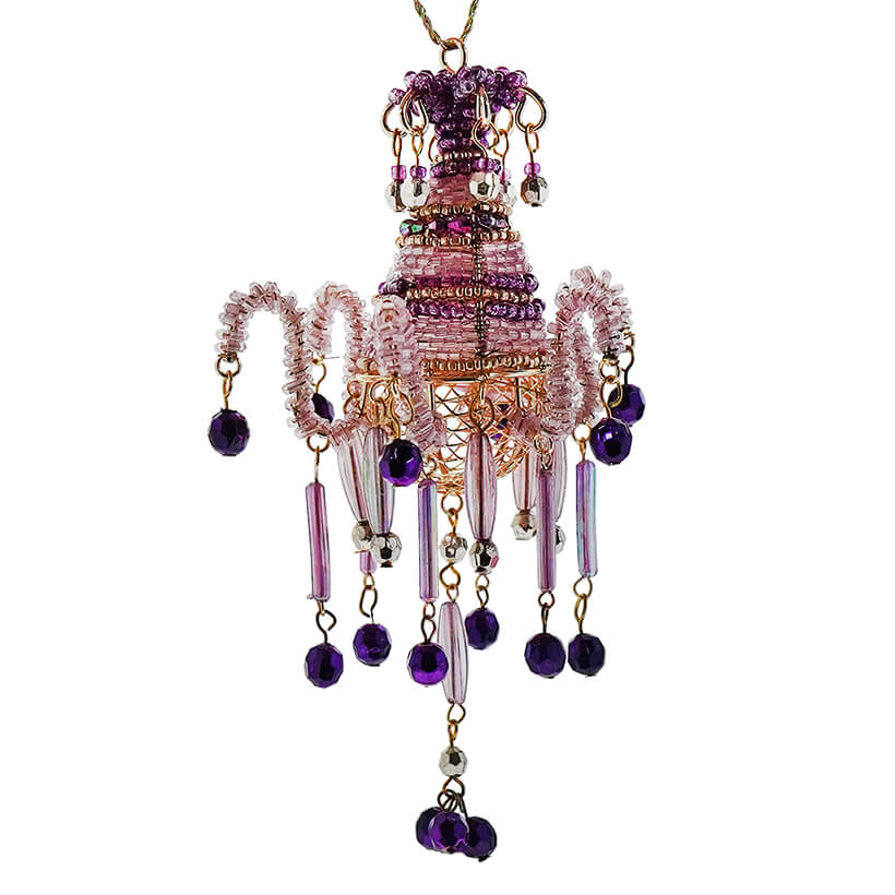 Purple Beaded Chandelier Ornament