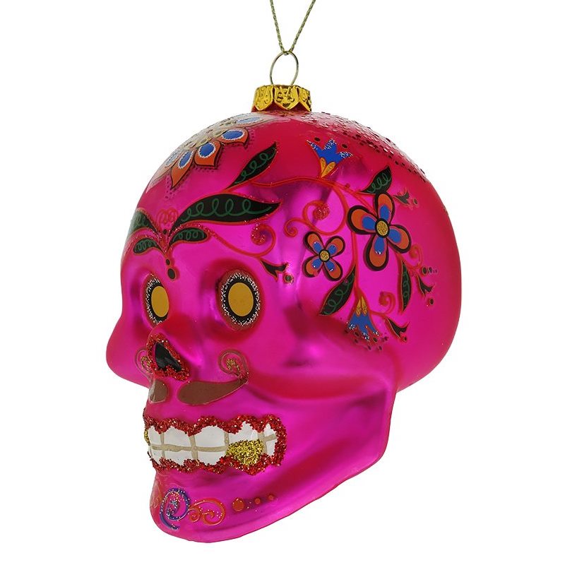 Hot Pink Day of the Dead Skull Ornament