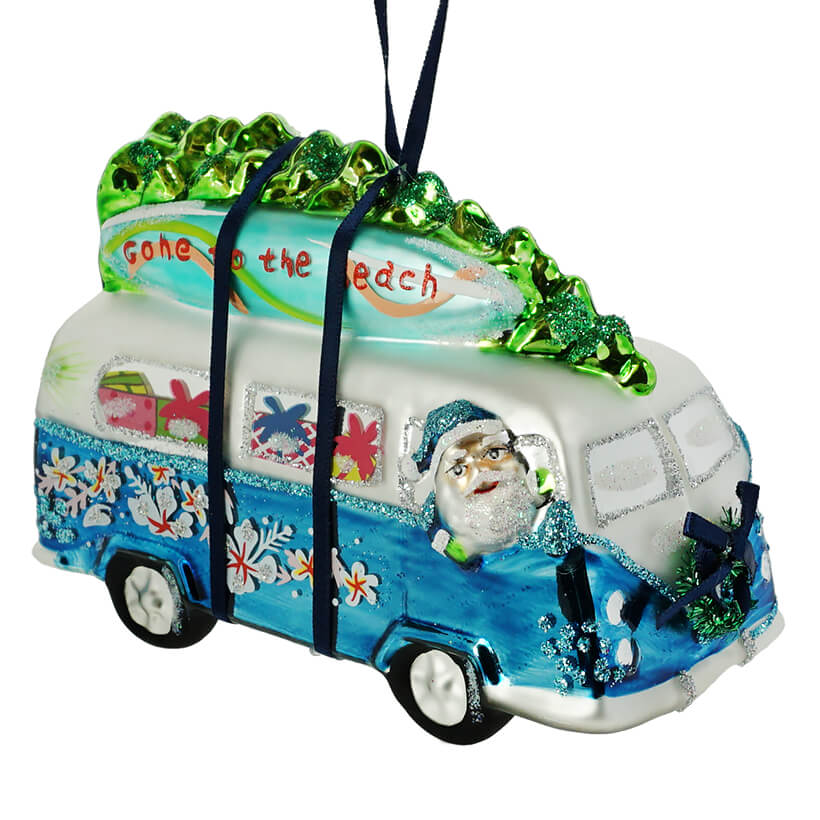 Blue Christmas Beach Van Ornament