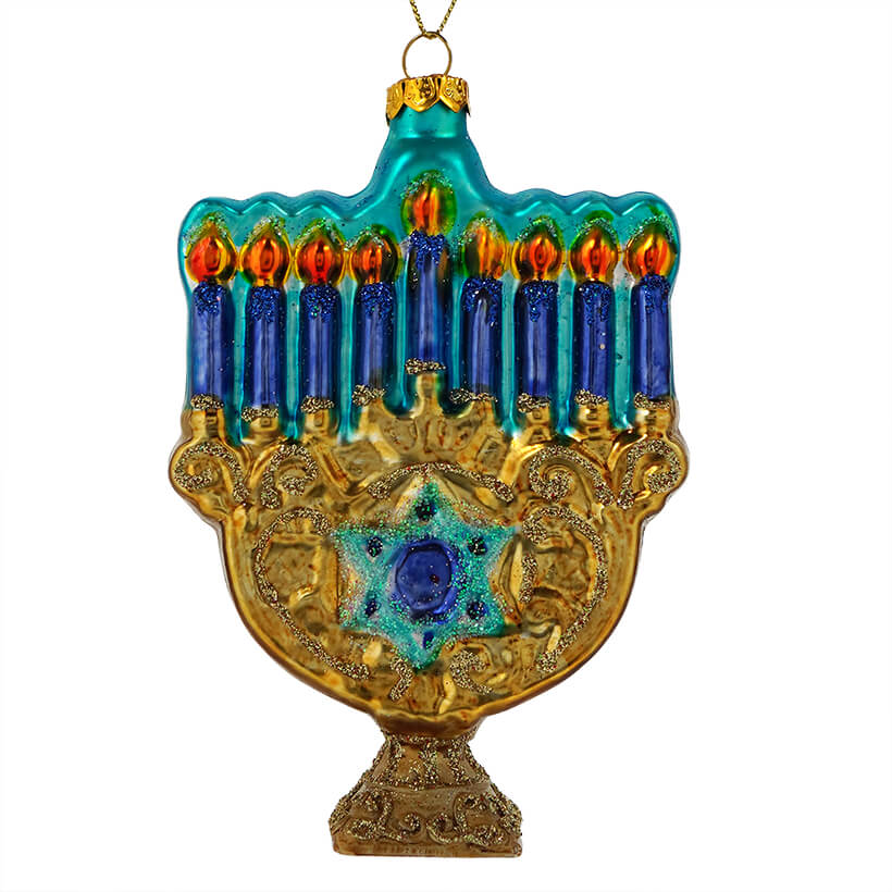 Blue Menorah Ornament