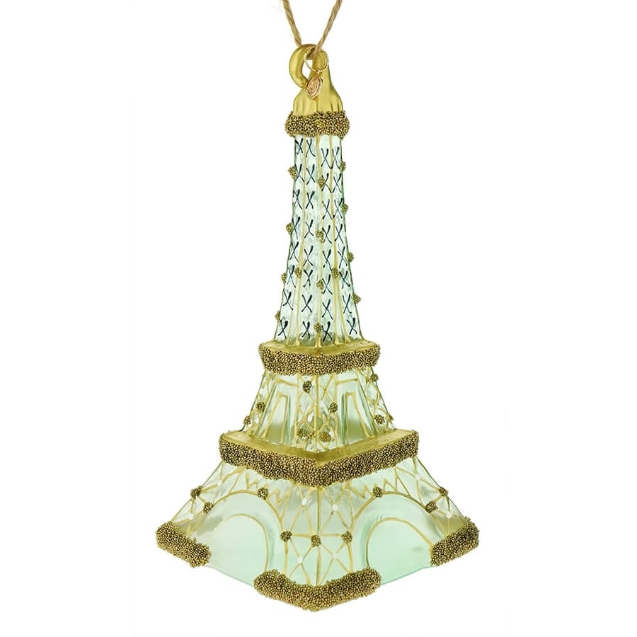 Gold Crusted Blue Eiffel Tower Ornament