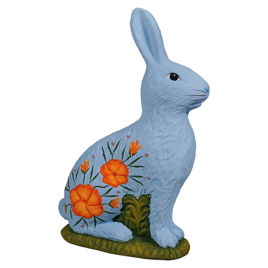 Blue Hand Painted Sitting Tabletop Bunny