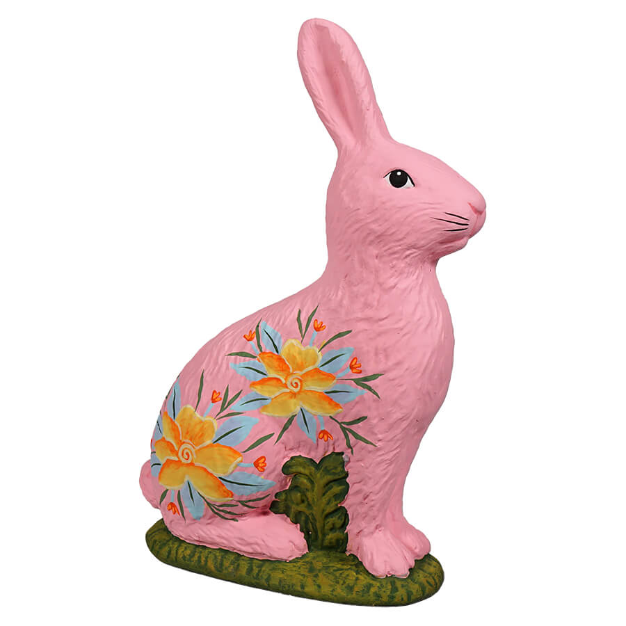 Pink Hand Painted Sitting Tabletop Bunny