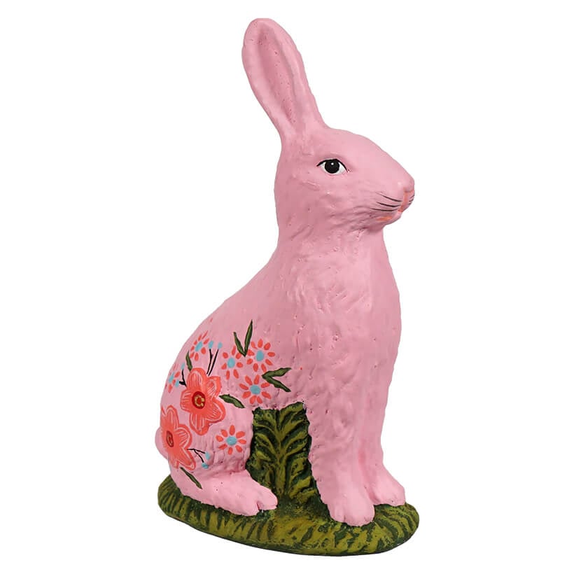 Sitting Hand Painted Pink Chocolate Bunny