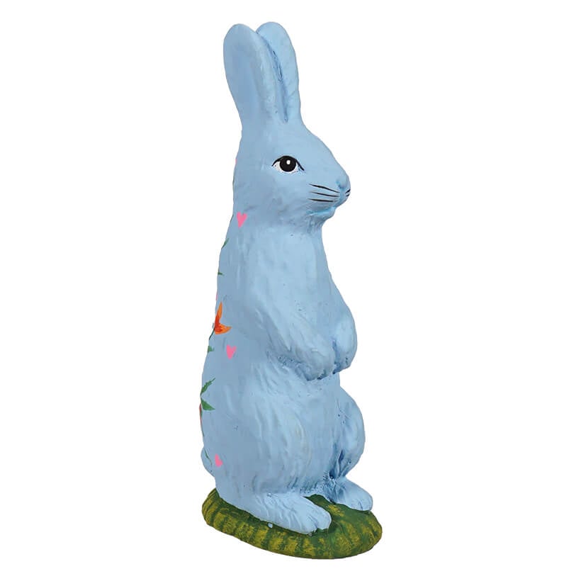 Standing Hand Painted Light Blue Chocolate Bunny