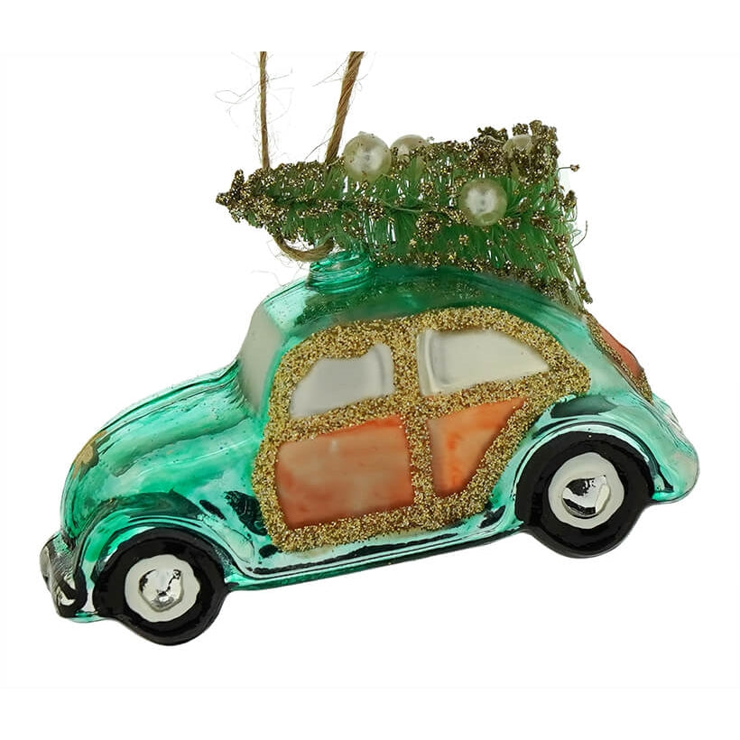 Blue Car with Sisal Tree Ornament