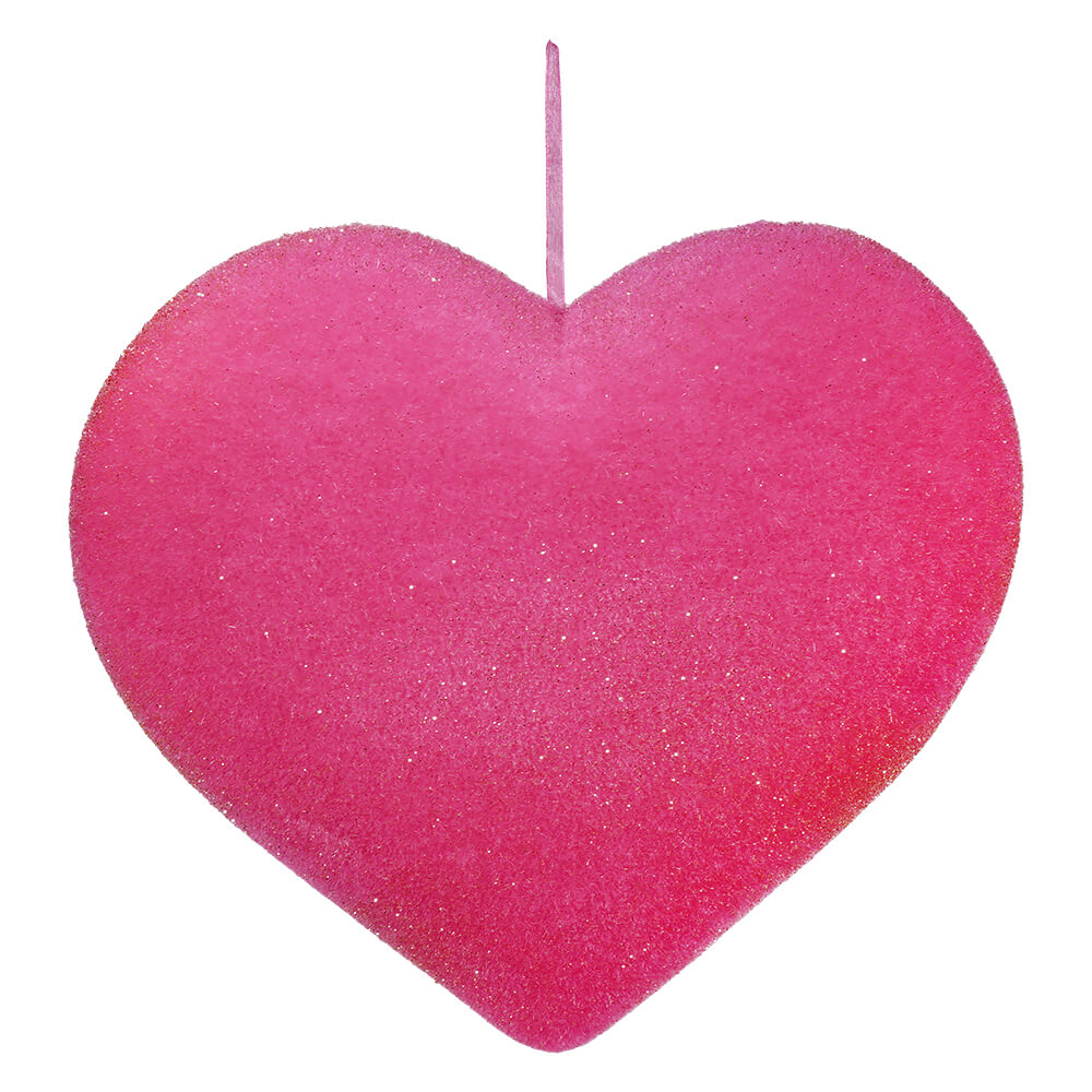 Pink Large Flocked Heart