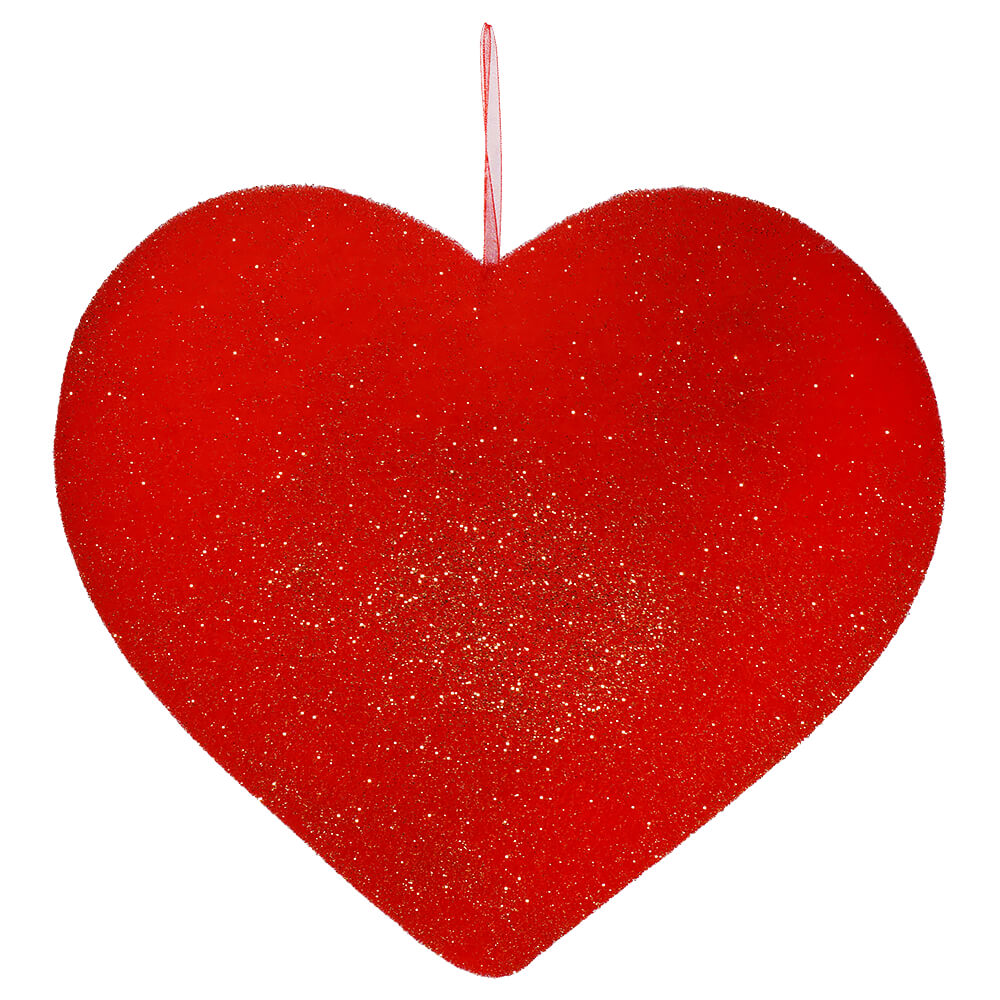 Red Large Flocked Heart