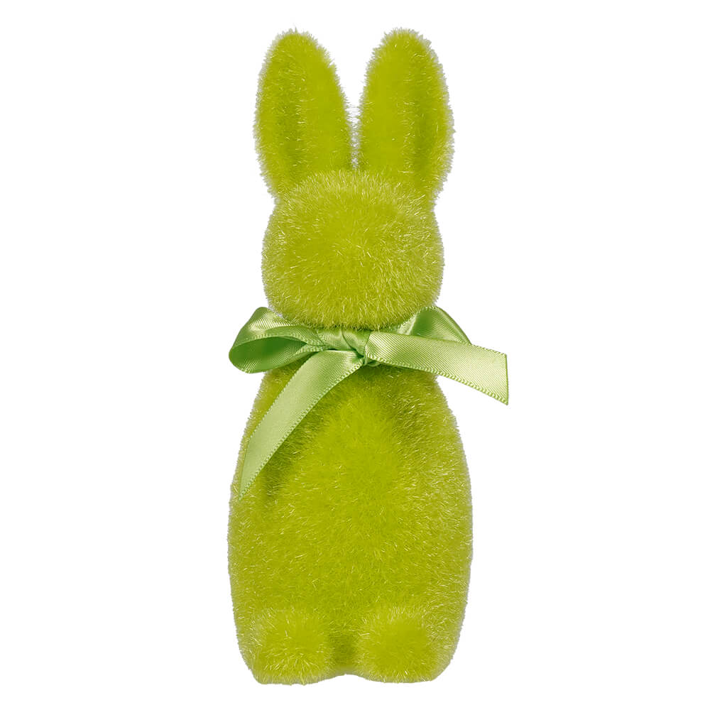 Green Flocked Button Nose Bunny