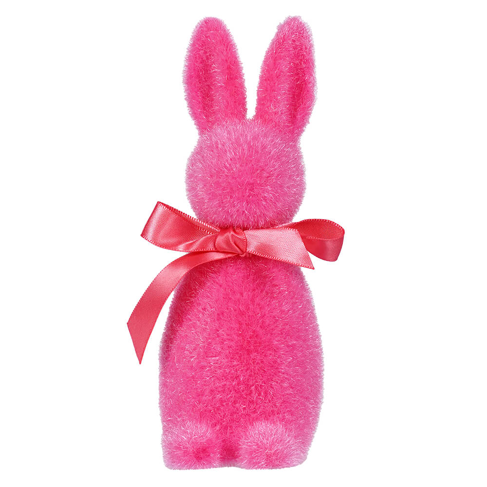 Hot Pink Flocked Button Nose Bunny