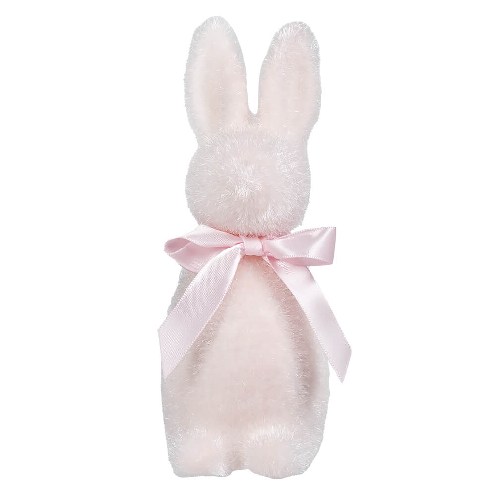 Pink Flocked Button Nose Bunny
