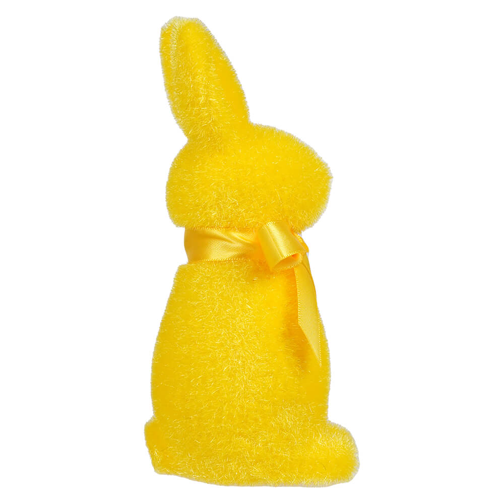 Yellow Flocked Button Nose Bunny