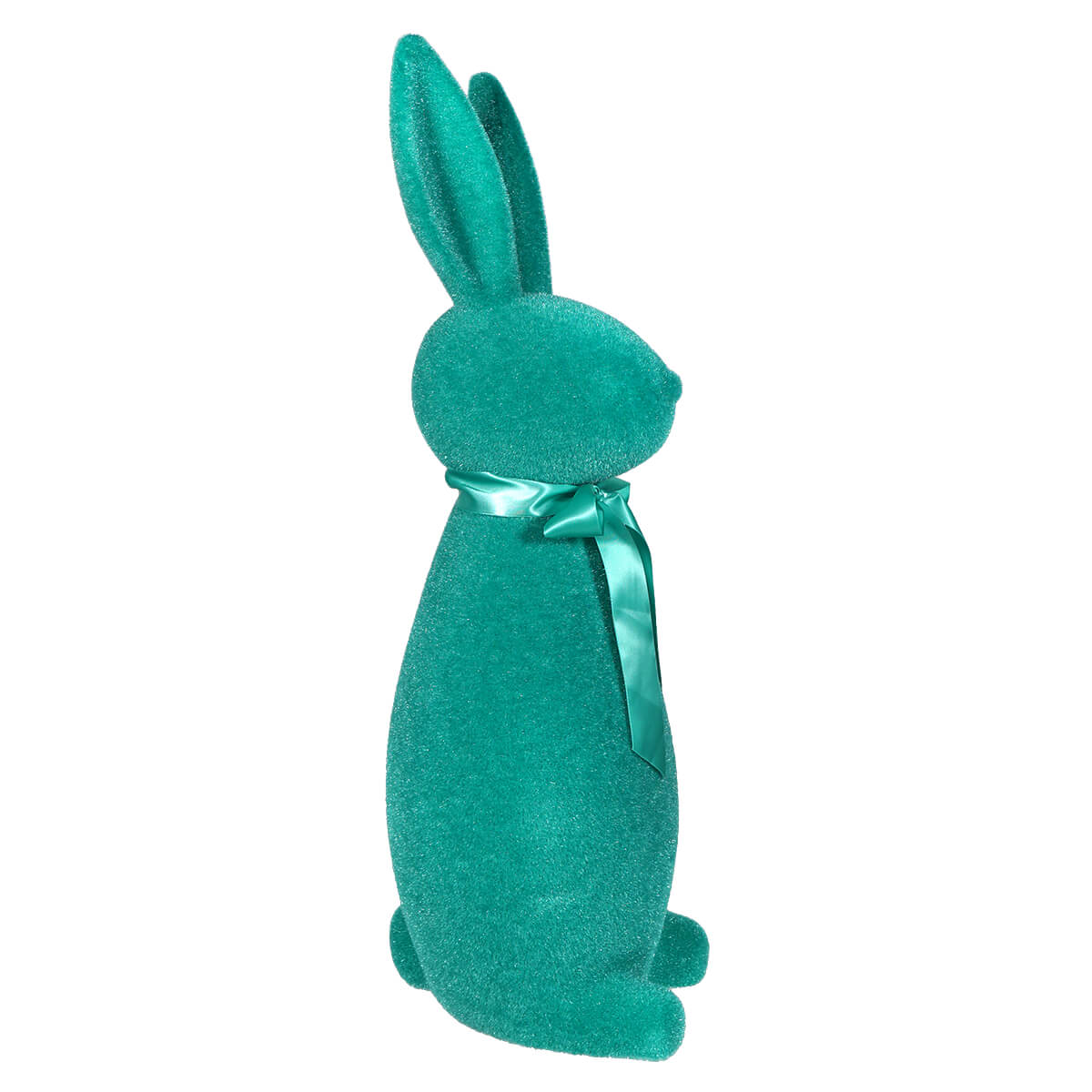 Teal Flocked Button Nosed Bunny