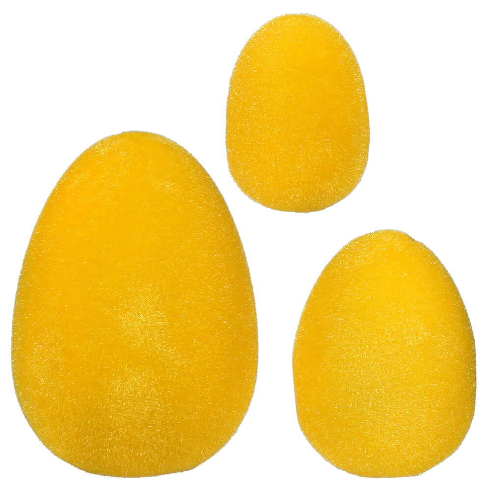 Flocked Yellow Eggs Set/3