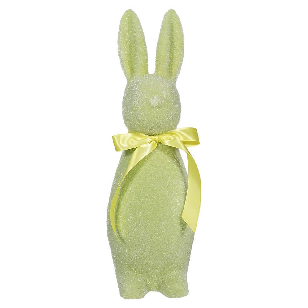 Flocked Pastel Lime Green Button Nose Bunny