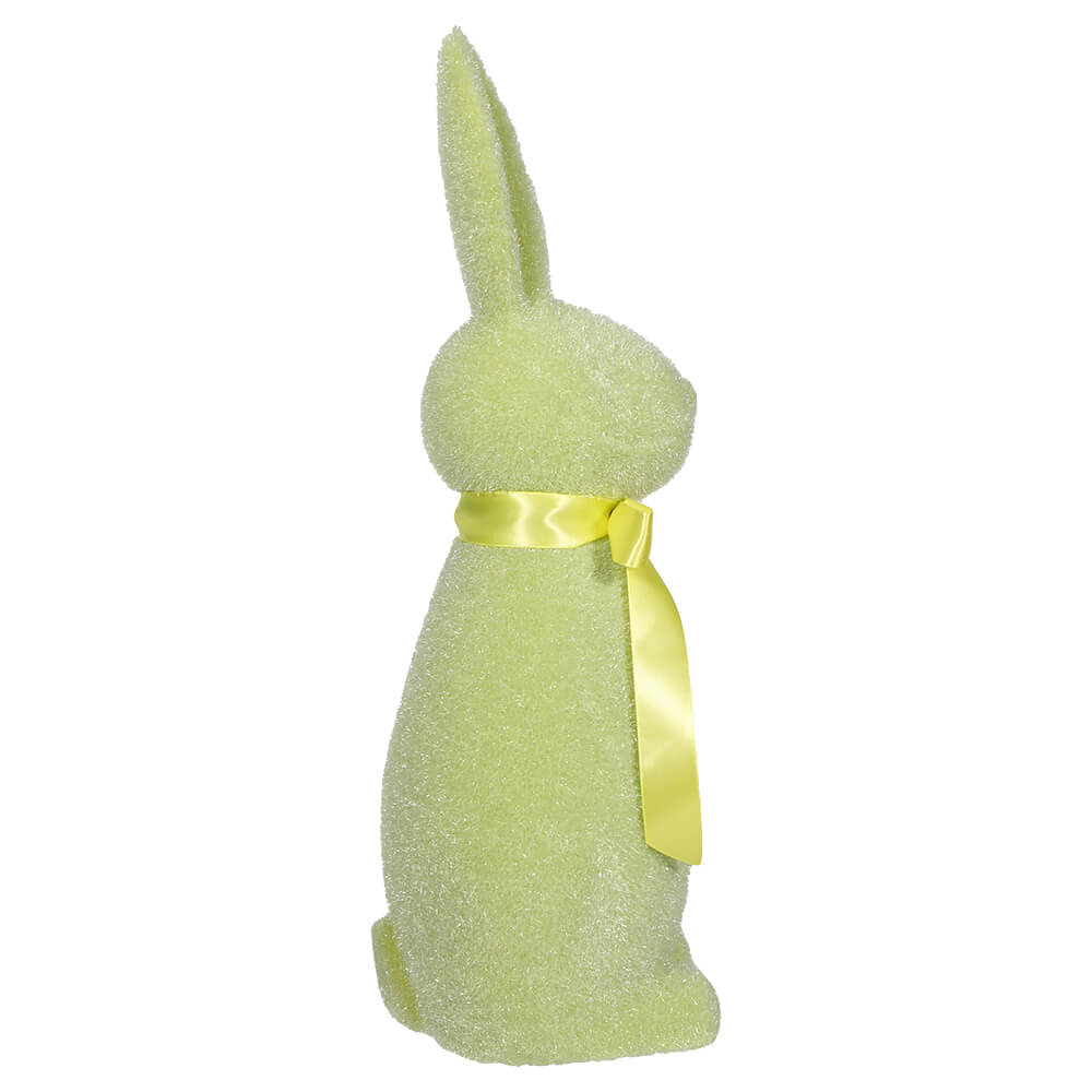 Flocked Pastel Lime Green Button Nose Bunny