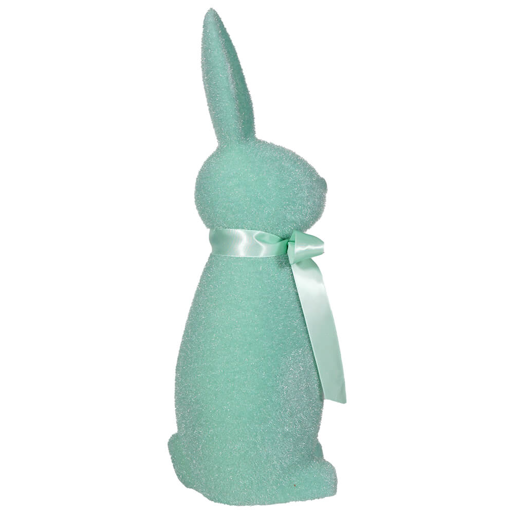 Flocked Pastel Teal Button Nose Bunny