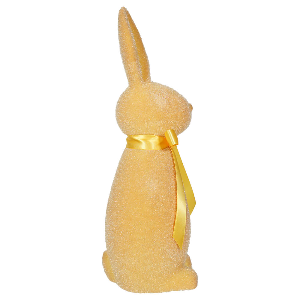 Flocked Pastel Yellow Button Nose Bunny