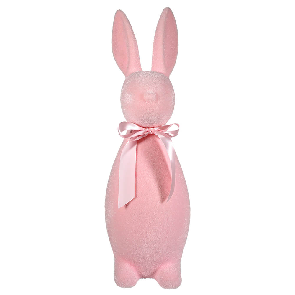 Flocked Pink Button Nose Bunny