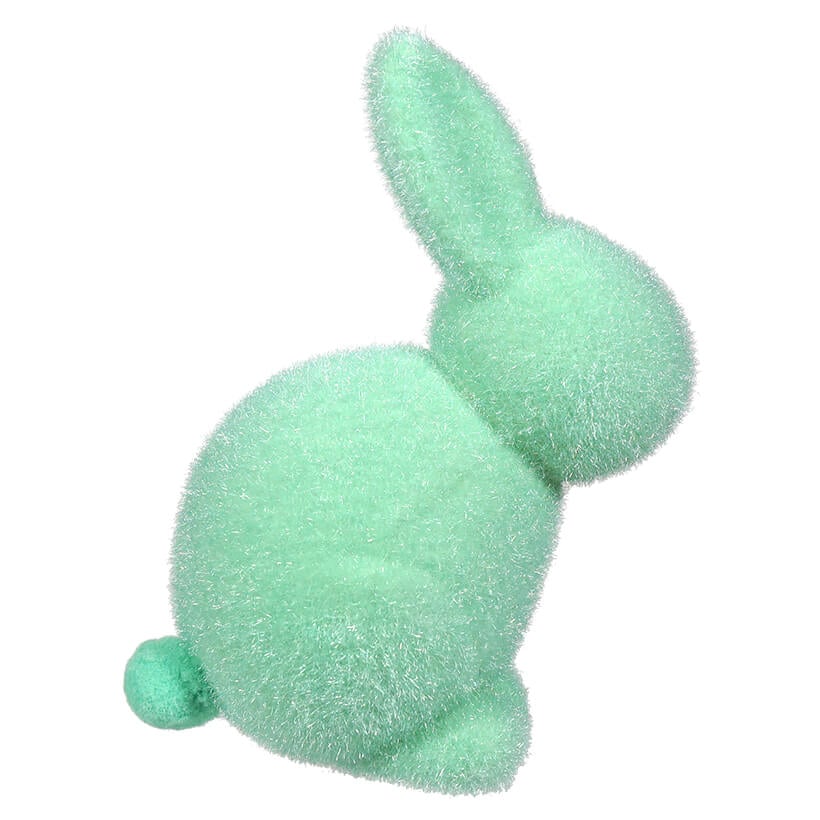 Pastel Aqua Green Flocked Seated Bunny