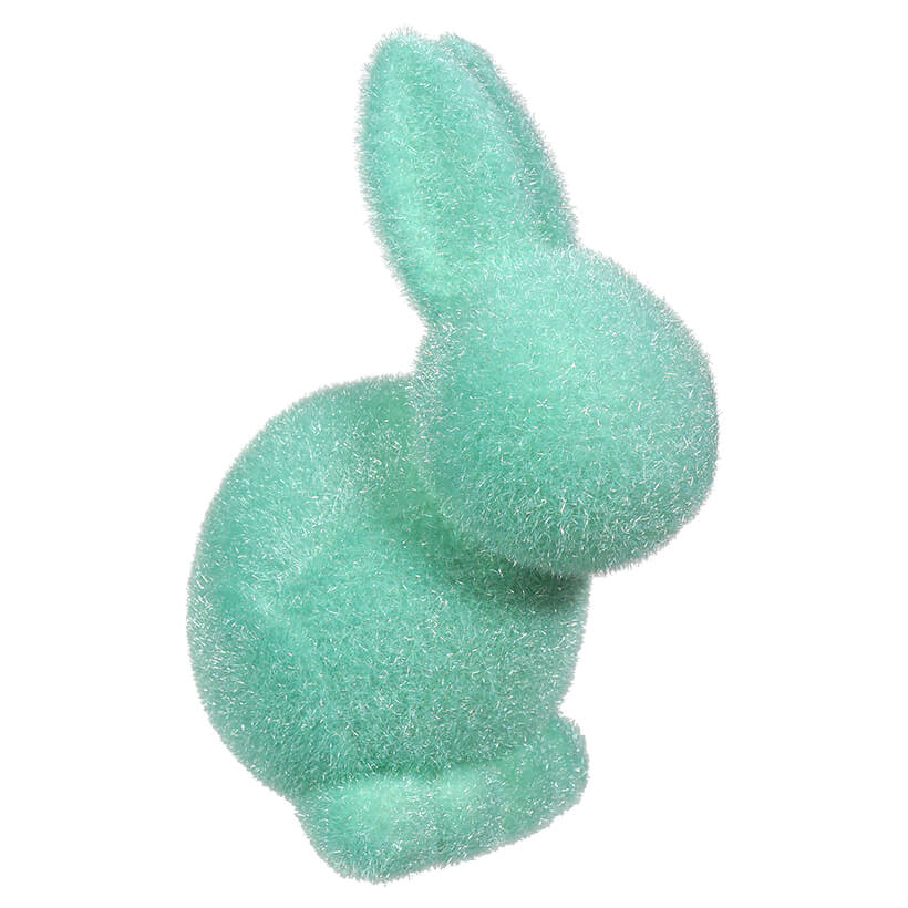 Pastel Green Flocked Seated Bunny