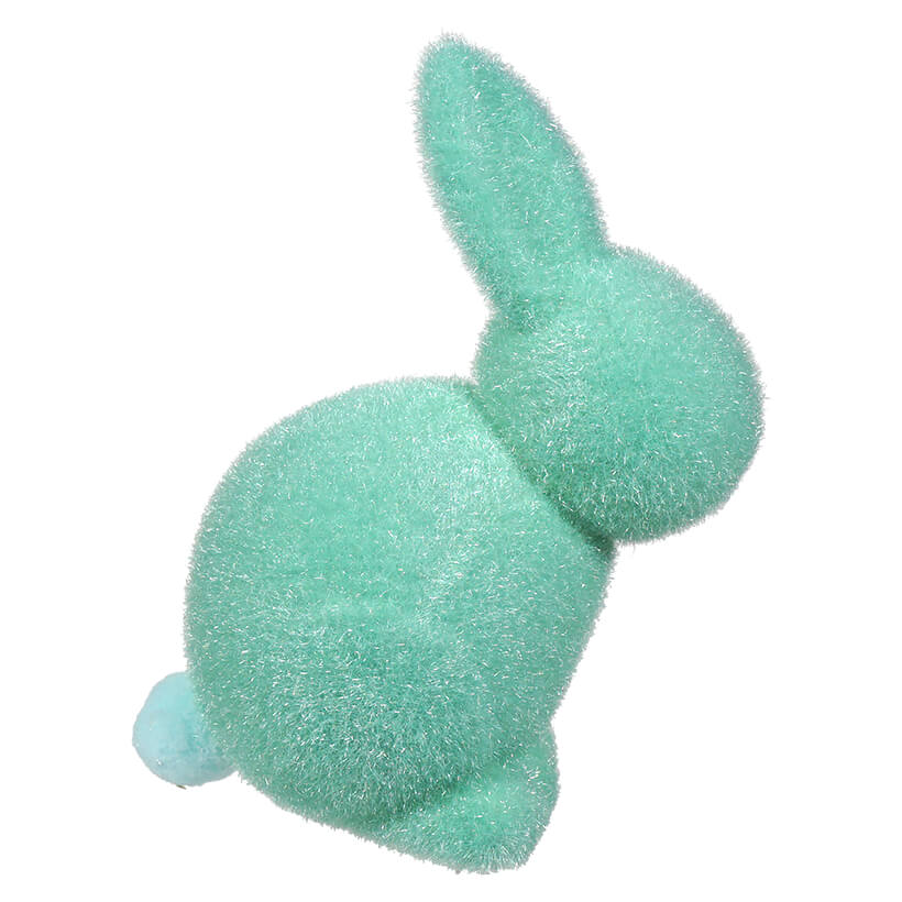 Pastel Green Flocked Seated Bunny