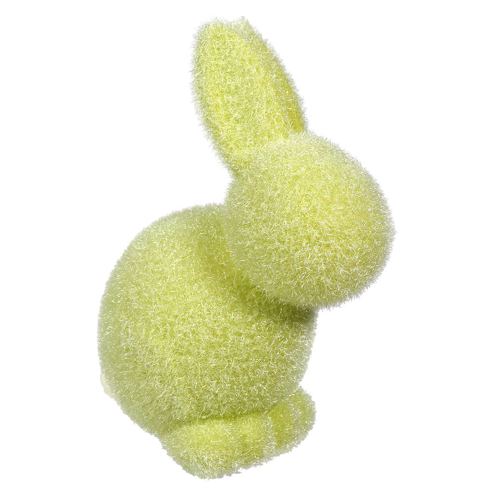 Pastel Lime Green Flocked Seated Bunny