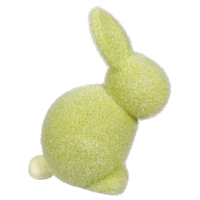Pastel Lime Green Flocked Seated Bunny