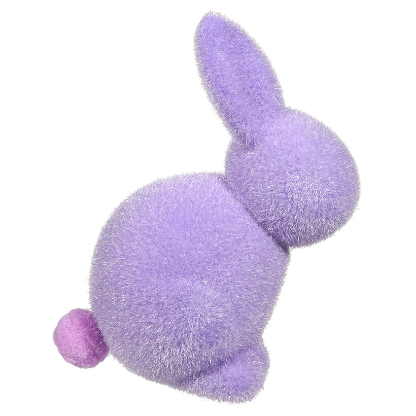 Pastel Purple Flocked Seated Bunny