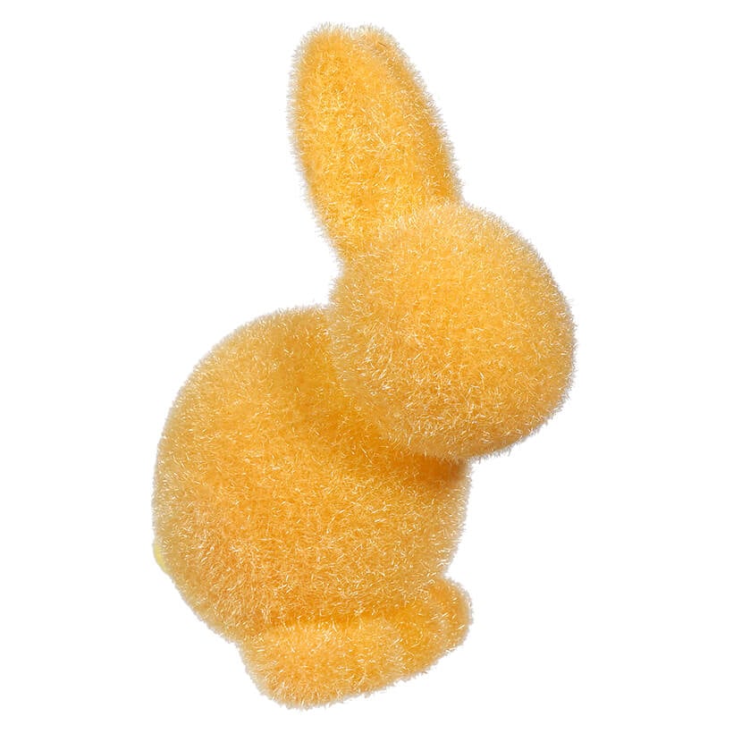 Pastel Yellow Flocked Seated Bunny