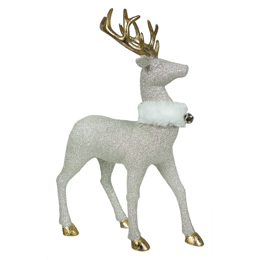 Glittered Deer with Fur Collar