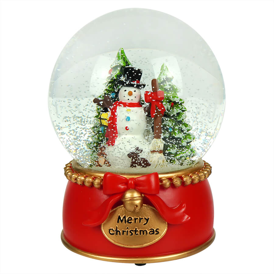 Musical Snowman With Trees Water Globe