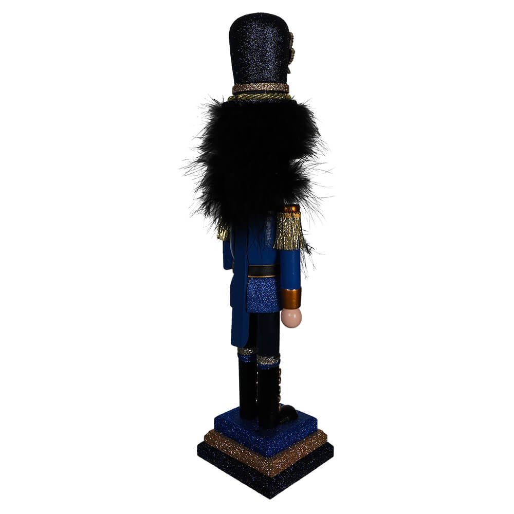 Hollywood Blue & Gold Nutcracker Soldier Holding Staff