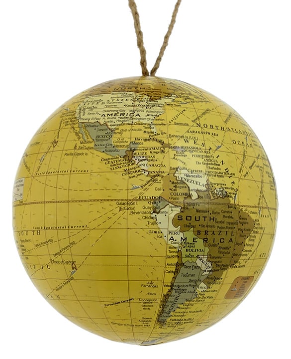 Tan Earth Globe Ornament