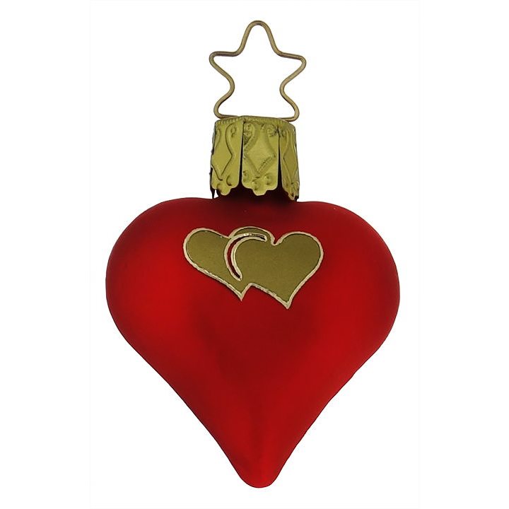 Two Hearts Matte Red Heart Ornament