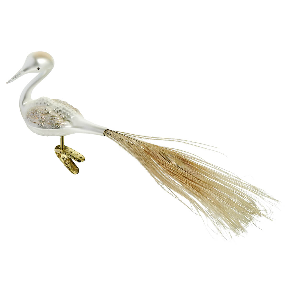 White Peacock Clip-On Ornament