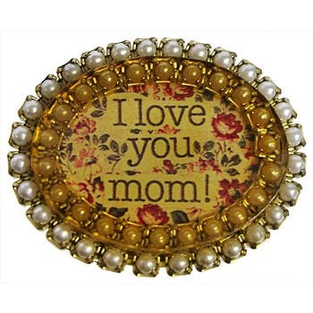 I Love You Mom With Pearls Pin