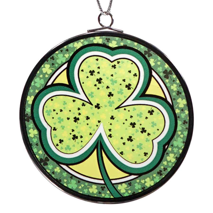 St. Patrick's Stained Glass Shamrock Ornament