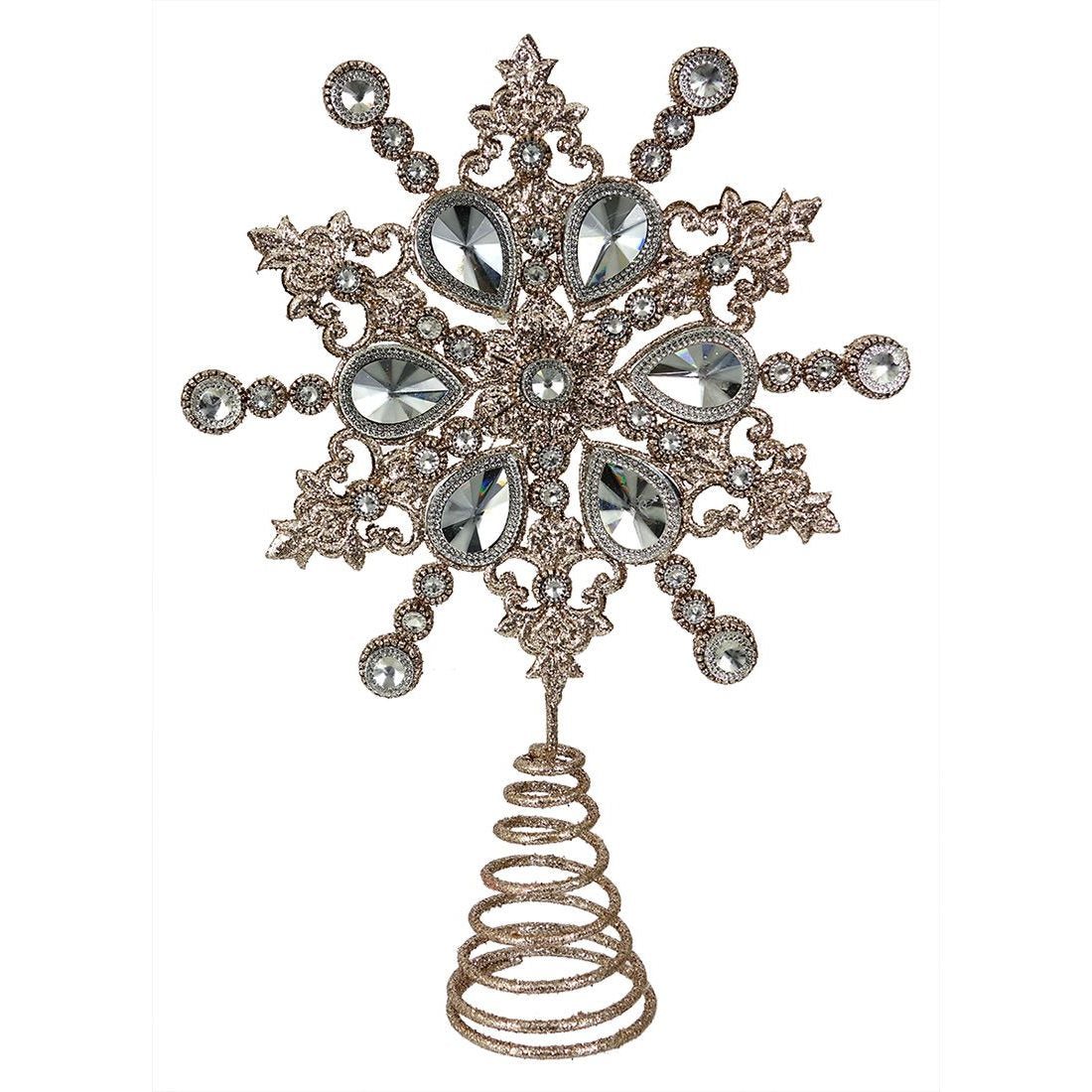 Silver Glittered Snowflake Tree Topper