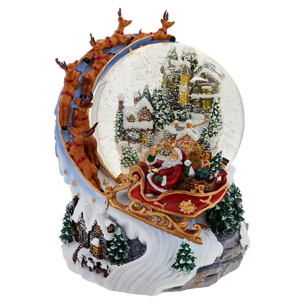 Lighted Musical Santa and Sled Water Globe