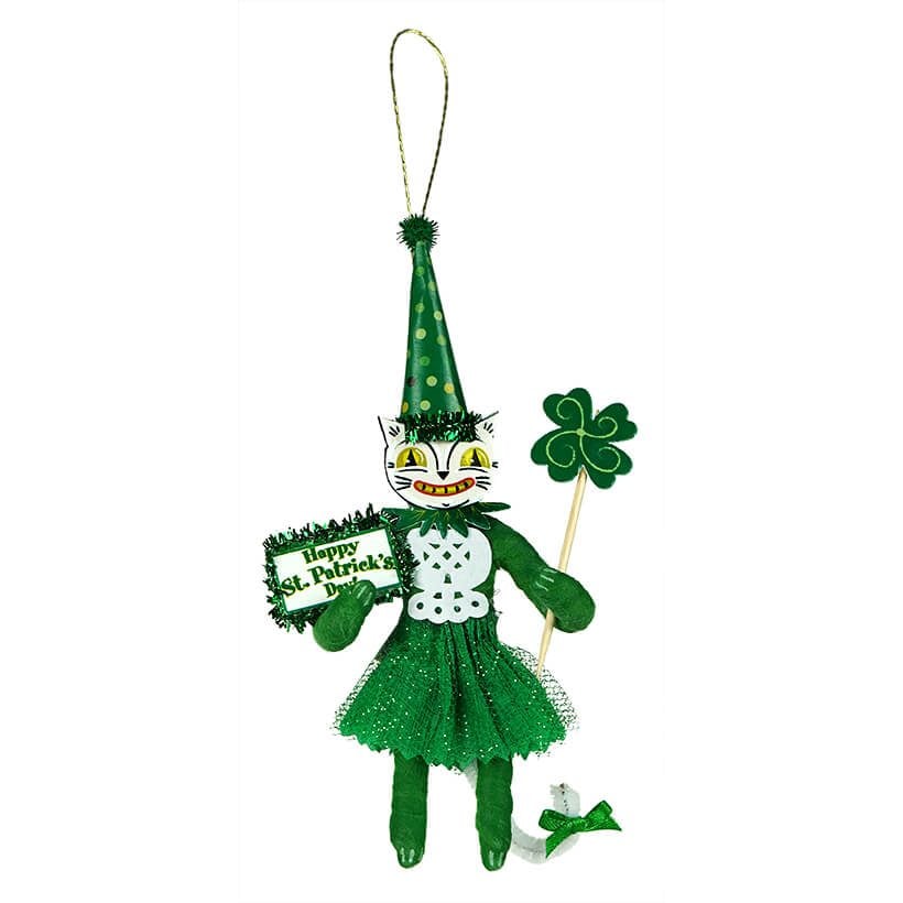 St. Patrick's White Cat Girl Ornament - Traditions Exclusive