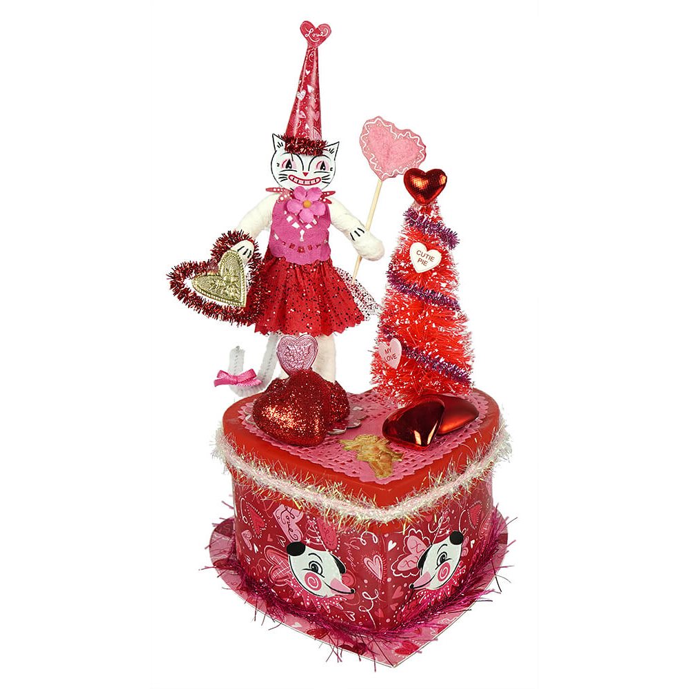 Valentine Cat on Heart Box - Traditions Exclusive