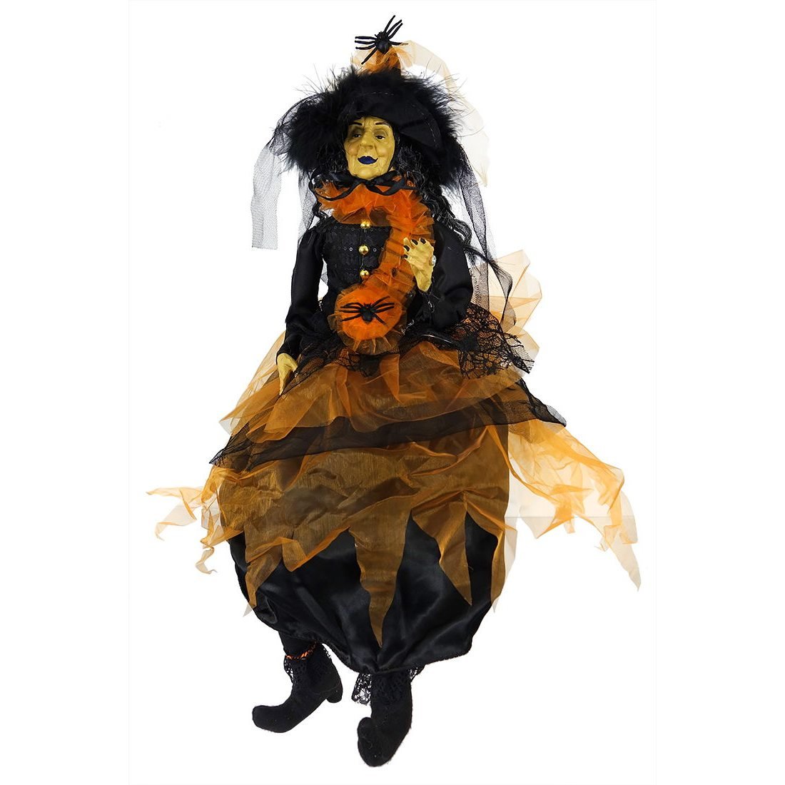 Black Spider Witch Doll in a Feather Hat