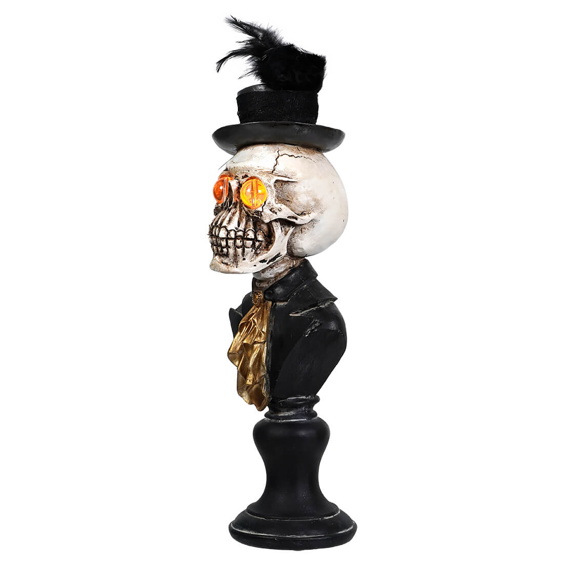 Halloween Skeleton Bust With Lighted Eyes On Pedestal