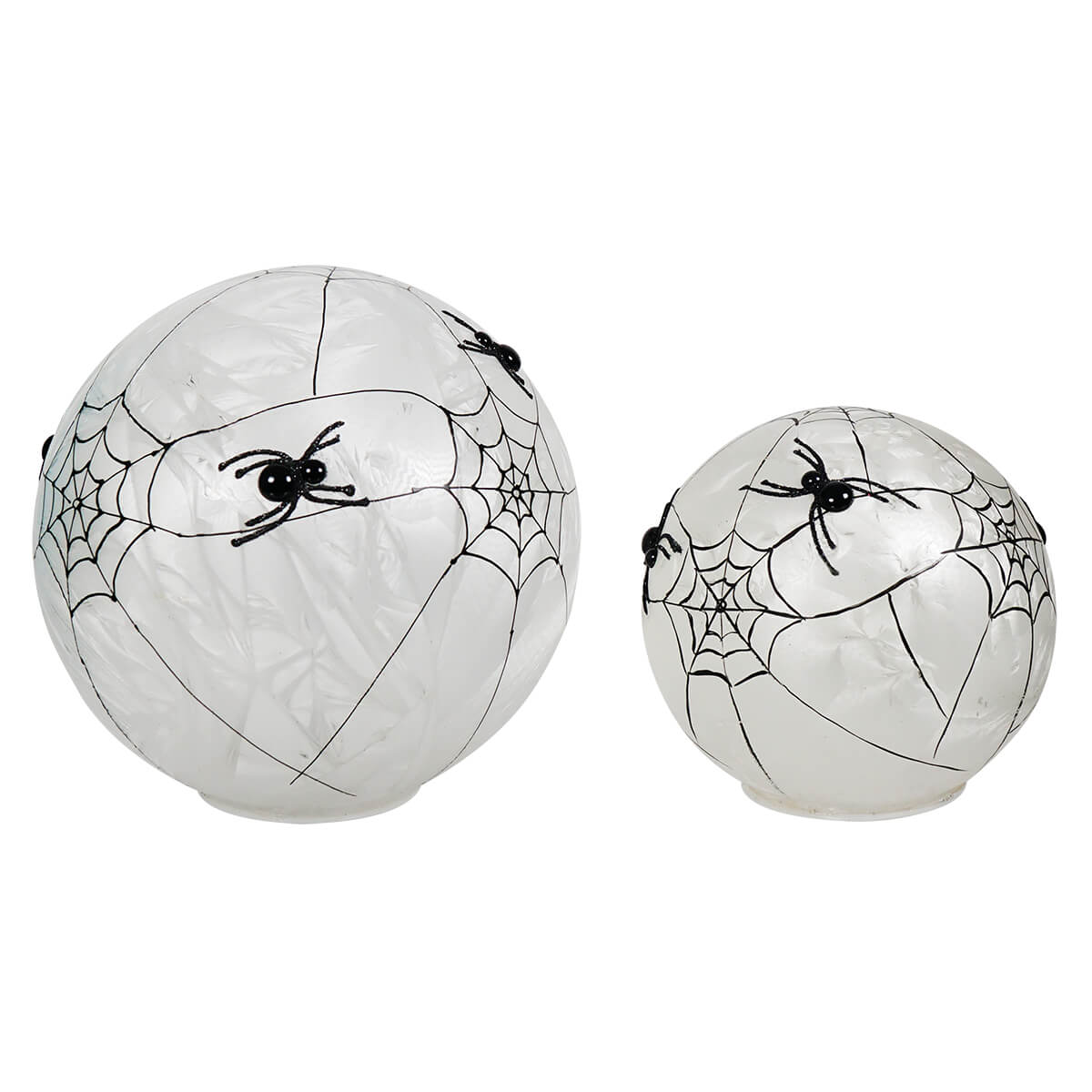 Frosted Glass LED Spider Web Globes Set/2