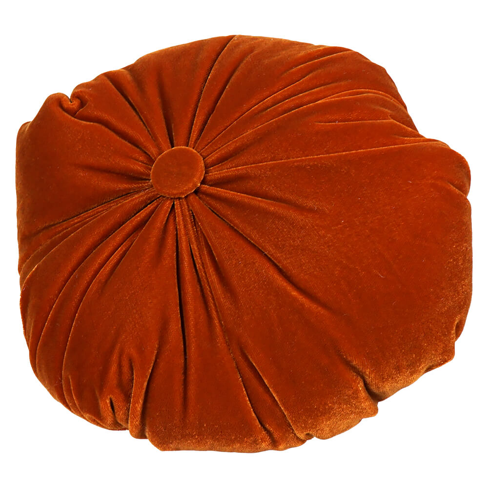 Orange Velvet Stuffed Pumpkin With Twisted Gold Stem