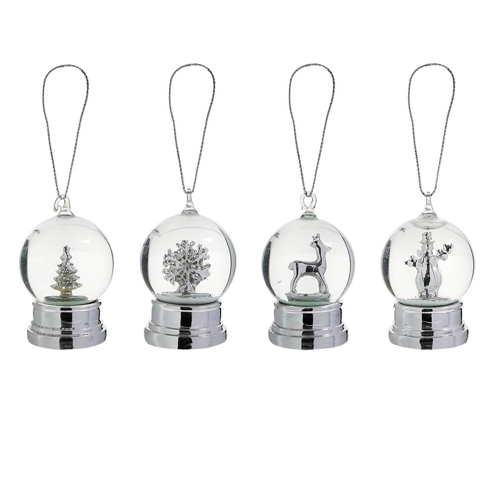 Mini Snow Globe Ornaments Set/4
