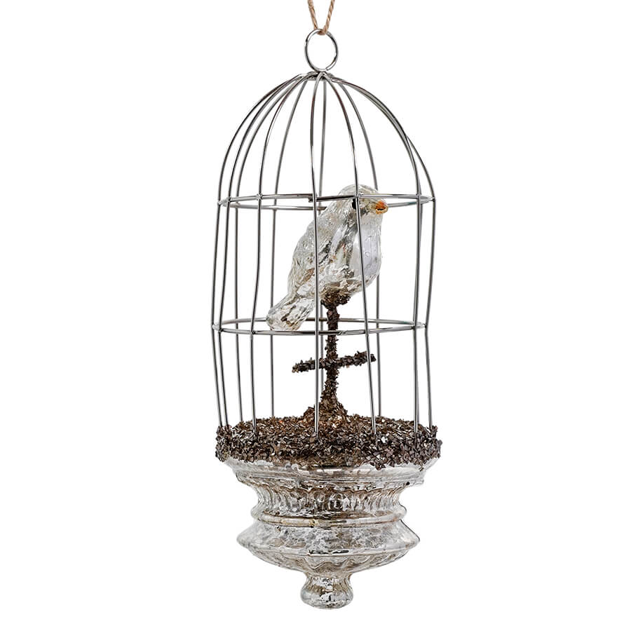 Mercury Glass Birdcage Ornament